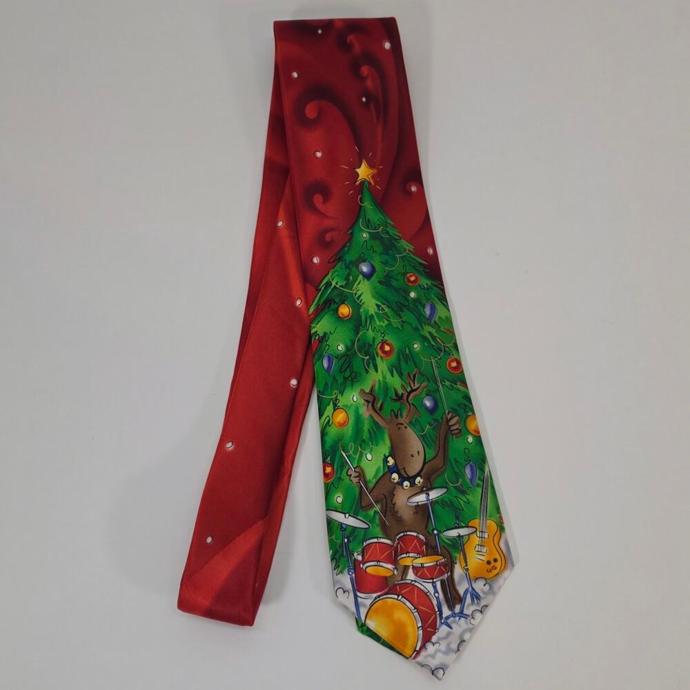 J. Garcia Dracula Claus Collection 58 Christmas Reindeer Drum Novelty Neck Tie